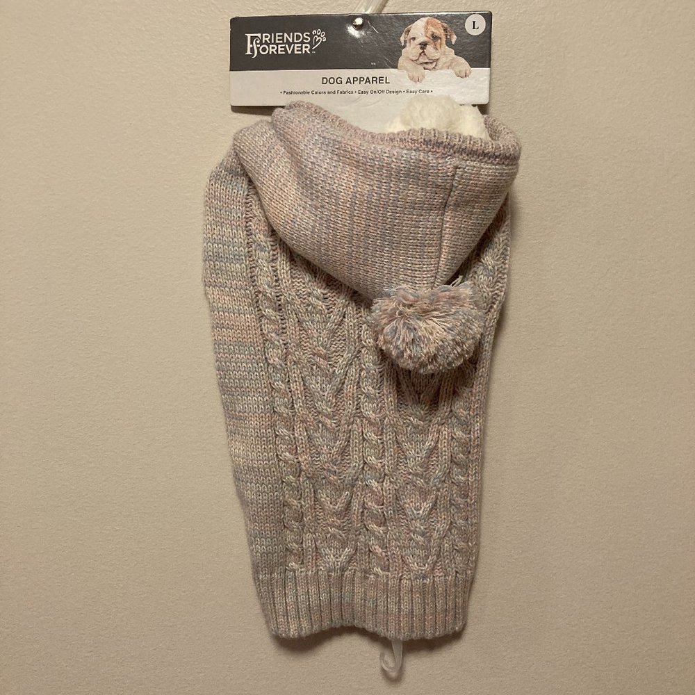 Dog Hoodie Friends Forever Size L Pink & Blue with Pom Pom Fleece Lining on Hood